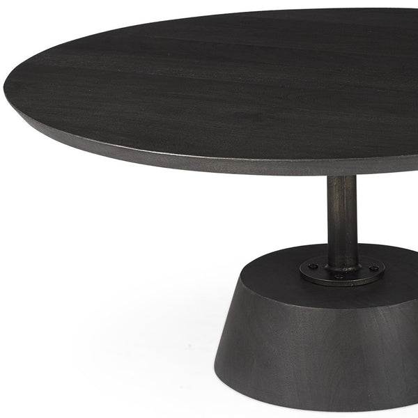 Homeroots Black Wooden Pedestal Base Coffee Table   393166