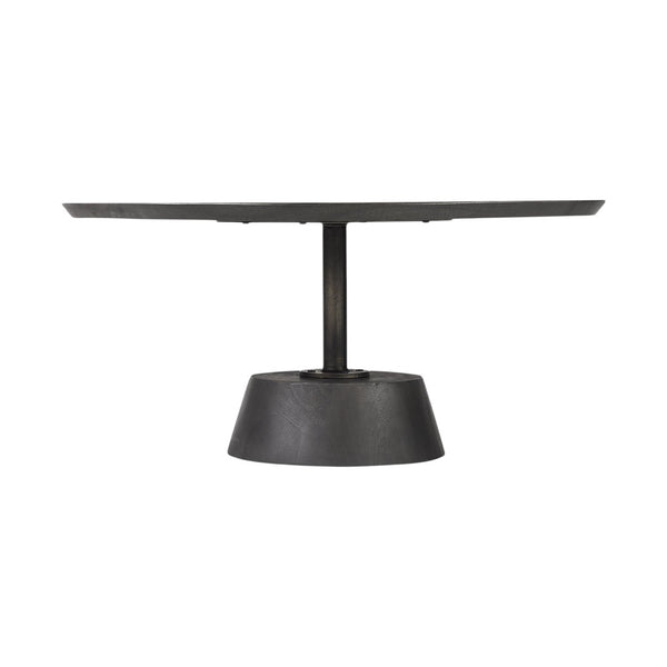 HomeRoots 32" Elegant Round Pedestal Coffee Table - Solid Wood & Iron, Modern Low-Profile Design for Any Space 393166