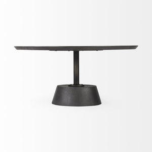 Homeroots Black Wooden Pedestal Base Coffee Table   393166