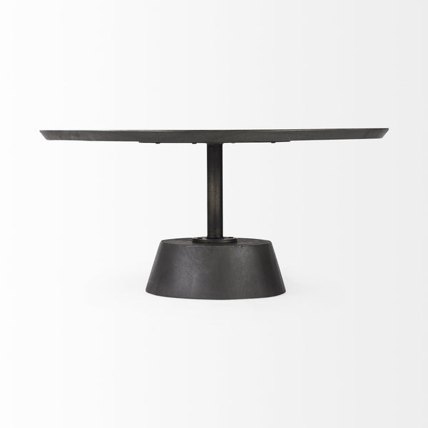 Homeroots Black Wooden Pedestal Base Coffee Table   393166