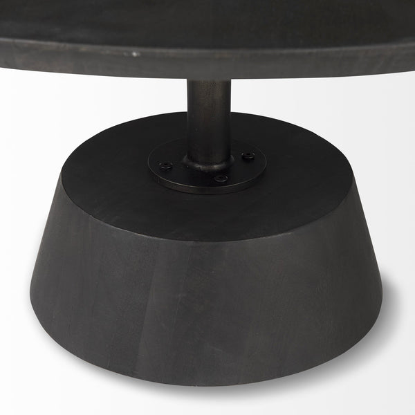 Homeroots Black Wooden Pedestal Base Coffee Table   393166