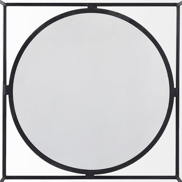 Homeroots 36" White And Black Genuine Marble And Metal Square Coffee Table   393168