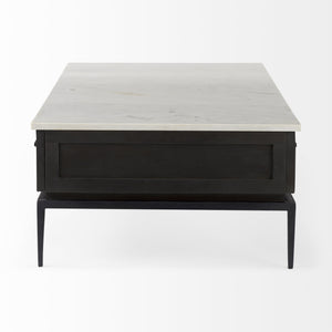 Homeroots 31" Black Glass And Faux Marble Coffee Table   393169