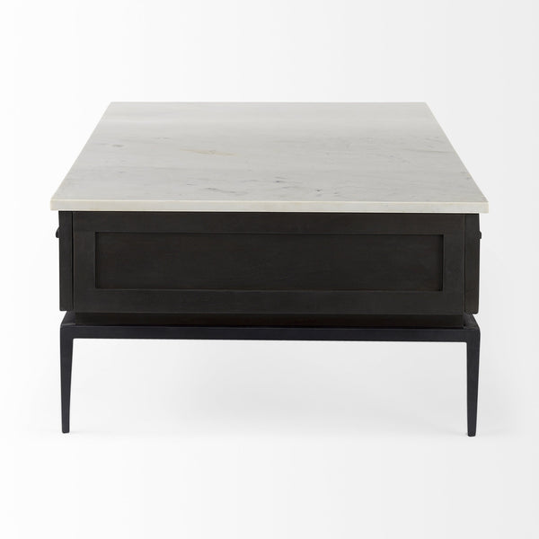 Homeroots 31" Black Glass And Faux Marble Coffee Table   393169