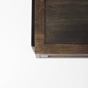 Homeroots 42" Dark Brown Glass And Metal Square Coffee Table With Shelf   393170