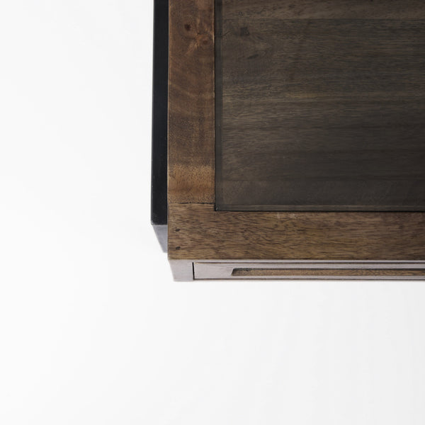 Homeroots 42" Dark Brown Glass And Metal Square Coffee Table With Shelf   393170