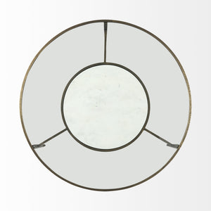 Homeroots 36" Clear And Bronze Glass And Metal Round Coffee Table With Shelf   393172