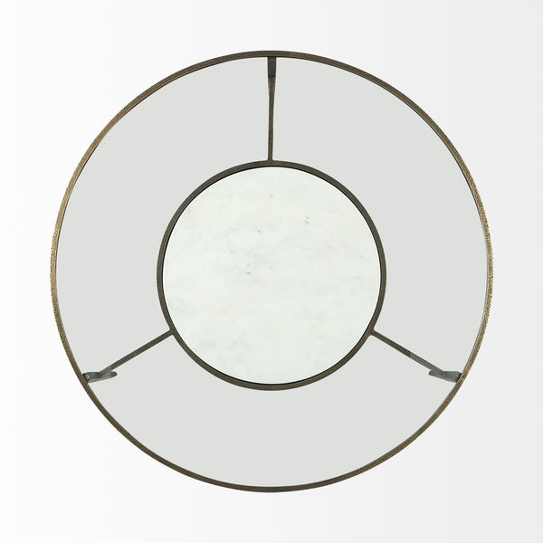 Homeroots 36" Clear And Bronze Glass And Metal Round Coffee Table With Shelf   393172