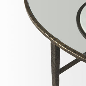 Homeroots 36" Clear And Bronze Glass And Metal Round Coffee Table With Shelf   393172