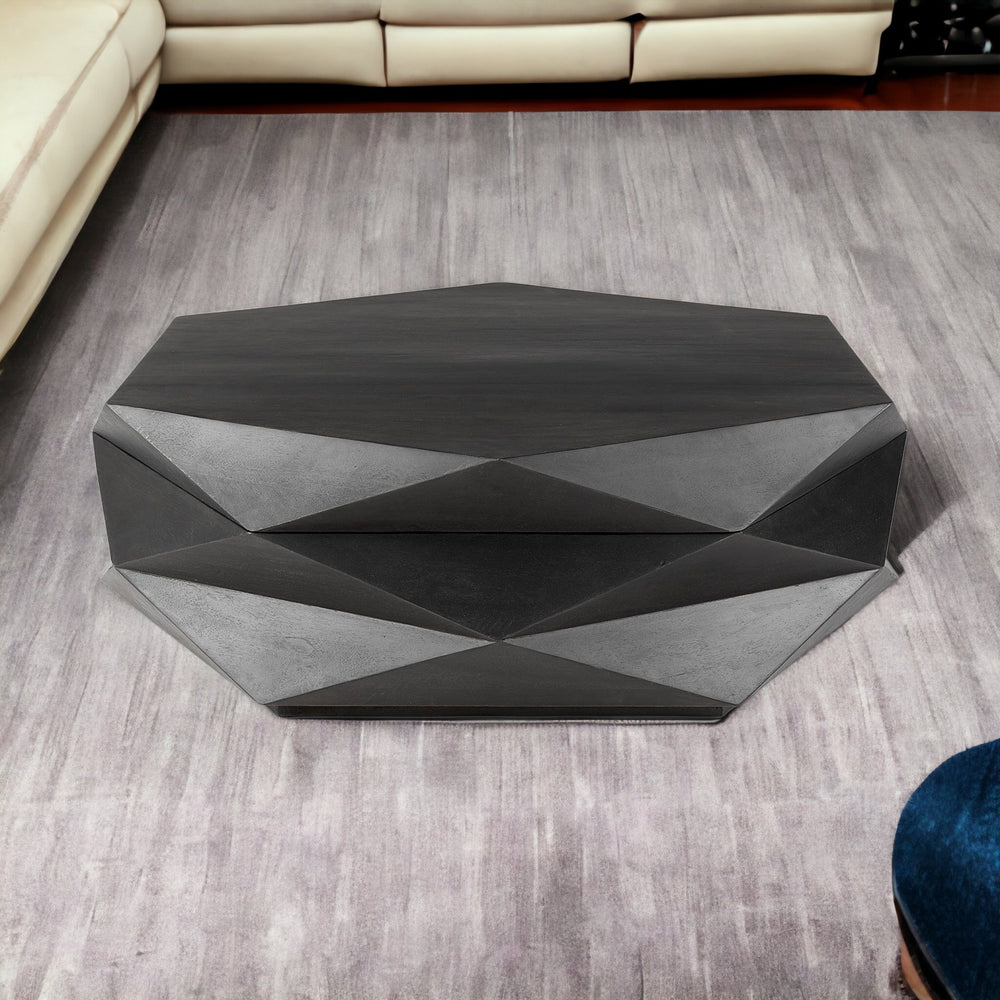 Homeroots 48" Black Wood Octagon Coffee Table   393173