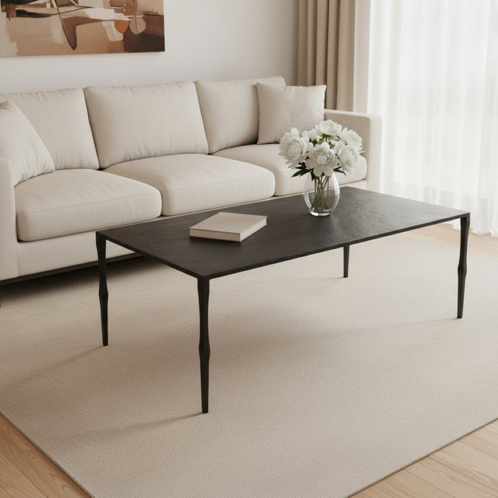 HomeRoots 22" Black Iron Coffee Table - Durable Industrial Design, Versatile for Living Rooms, Offices & More 393184