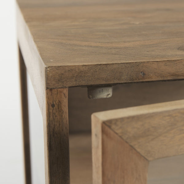 HomeRoots 26" Solid Wood End Table with Metal Base - Rustic Brown Square Design for Living Room or Bedroom 393185