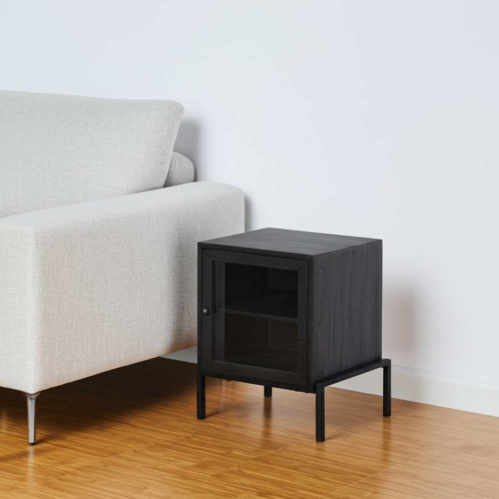 HomeRoots 26" Solid Wood Square End Table - Modern Black & Brown Design for Living Rooms & Small Spaces 393187