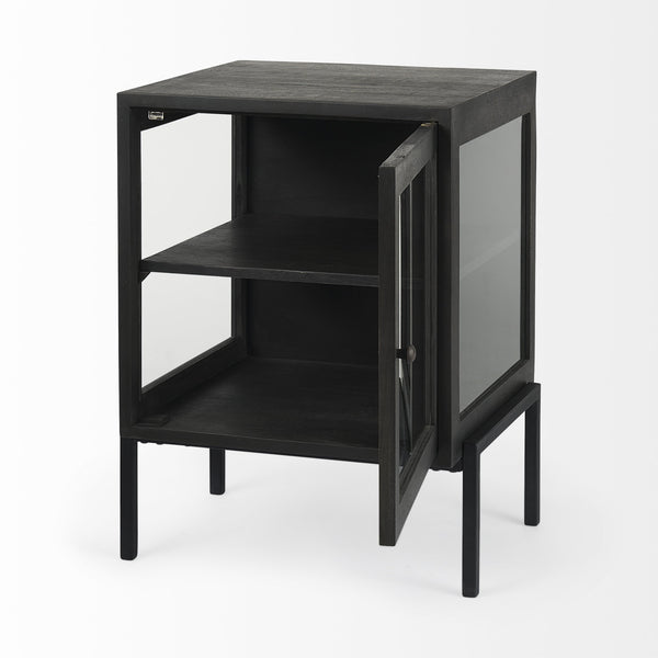 Homeroots 26" Black And Brown Solid Wood Square End Table   393187