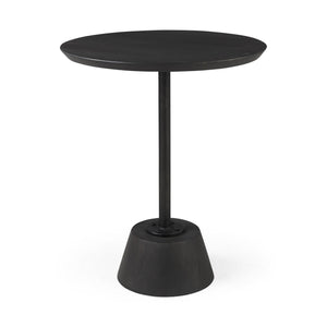 Homeroots 24" Black Solid And Manufactured Wood Round End Table   393191
