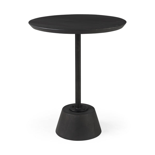 Homeroots 24" Black Solid And Manufactured Wood Round End Table   393191
