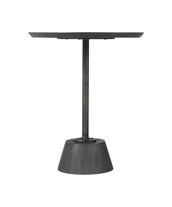 HomeRoots 24" Black Round End Table with Modern Metal Frame and Warm Wood Top - Stylish, Compact, Versatile Accent Piece 393191