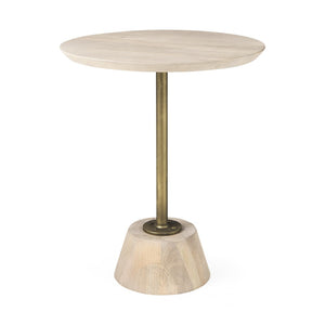 HomeRoots 24" Beige Round End Table - Stylish Solid and Manufactured Wood Accent for Small Spaces & Versatile Use 393192