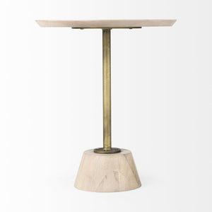 HomeRoots 24" Beige Round End Table - Stylish Solid and Manufactured Wood Accent for Small Spaces & Versatile Use 393192