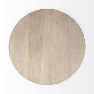 HomeRoots 24" Beige Round End Table - Stylish Solid and Manufactured Wood Accent for Small Spaces & Versatile Use 393192