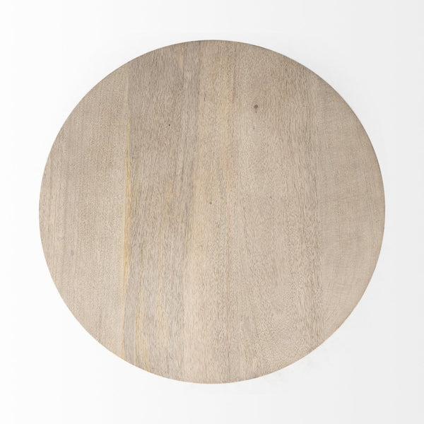 HomeRoots 24" Beige Round End Table - Stylish Solid and Manufactured Wood Accent for Small Spaces & Versatile Use 393192