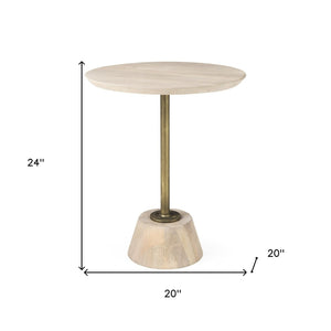 HomeRoots 24" Beige Round End Table - Stylish Solid and Manufactured Wood Accent for Small Spaces & Versatile Use 393192