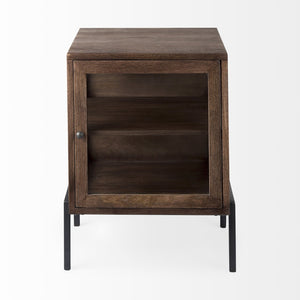 HomeRoots 24" Modern Brown Solid Wood Square End Table with Metal Base - Versatile, Stylish, and Durable! 393193