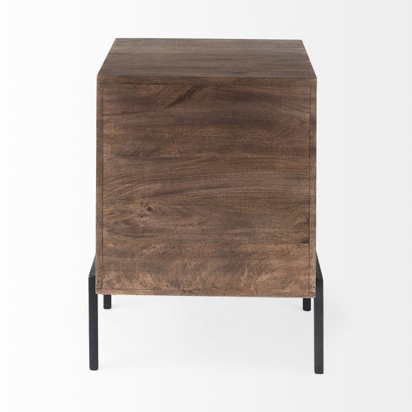 HomeRoots 24" Modern Brown Solid Wood Square End Table with Metal Base - Versatile, Stylish, and Durable! 393193