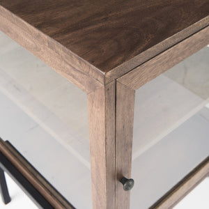 HomeRoots 24" Modern Brown Solid Wood Square End Table with Metal Base - Versatile, Stylish, and Durable! 393193