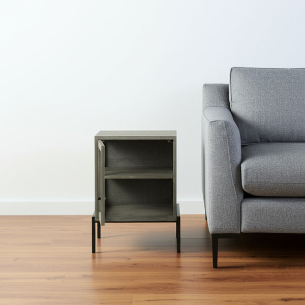 HomeRoots 24" Versatile Brown Solid Wood Square End Table with Sturdy Metal Base for Modern Spaces 393194