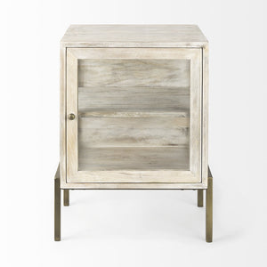 HomeRoots 24" Beige Solid Wood Square End Table – Stylish Mango Wood Top & Abstract Metal Base for Versatile Use 393195