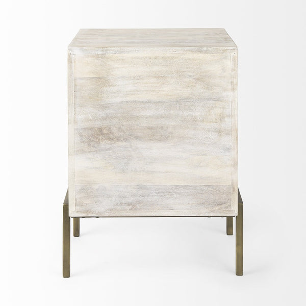 HomeRoots 24" Beige Solid Wood Square End Table – Stylish Mango Wood Top & Abstract Metal Base for Versatile Use 393195