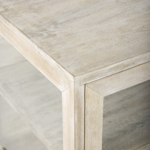 HomeRoots 24" Beige Solid Wood Square End Table – Stylish Mango Wood Top & Abstract Metal Base for Versatile Use 393195