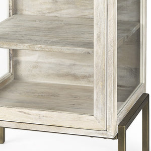 HomeRoots 24" Beige Solid Wood Square End Table – Stylish Mango Wood Top & Abstract Metal Base for Versatile Use 393195
