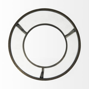 HomeRoots 23" Vintage-Modern Bronze Metal & Clear Glass Round End Table with Shelf for Storage & Display 393196