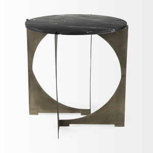 Homeroots 20" Black Marble Round End Table   393197