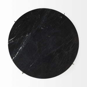 Homeroots 20" Black Marble Round End Table   393197