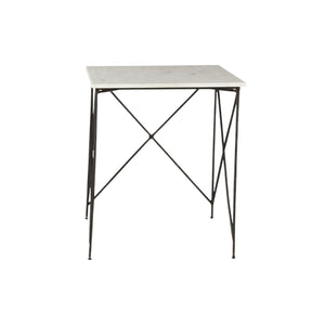 HomeRoots Set of Two Elegant White and Black Marble Nested Tables with Sleek Metal Bases for Modern Spaces 393198