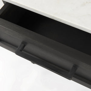 Homeroots 22" Black And White Marble Square End Table With Drawer And Shelf   393199