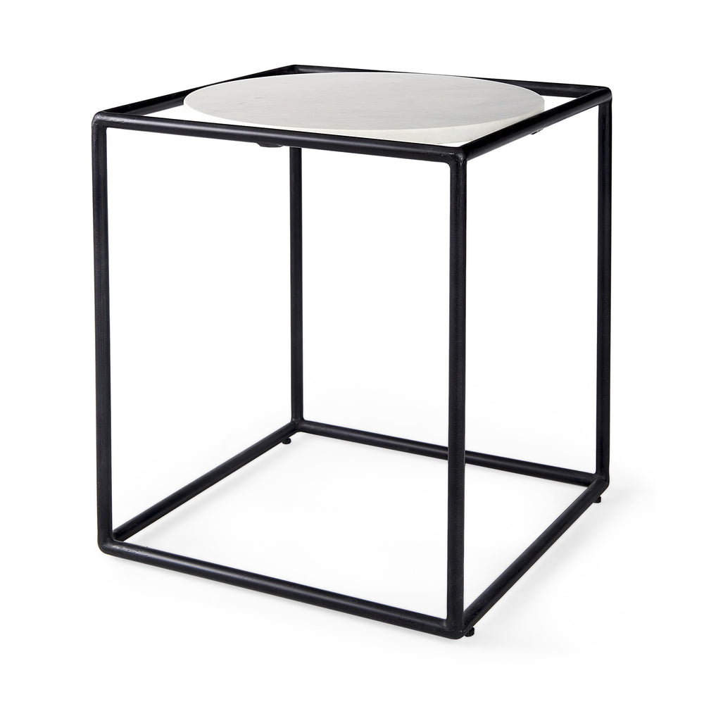 Homeroots 22" Black Marble Round End Table   393200