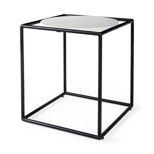 Homeroots 22" Black Marble Round End Table   393200