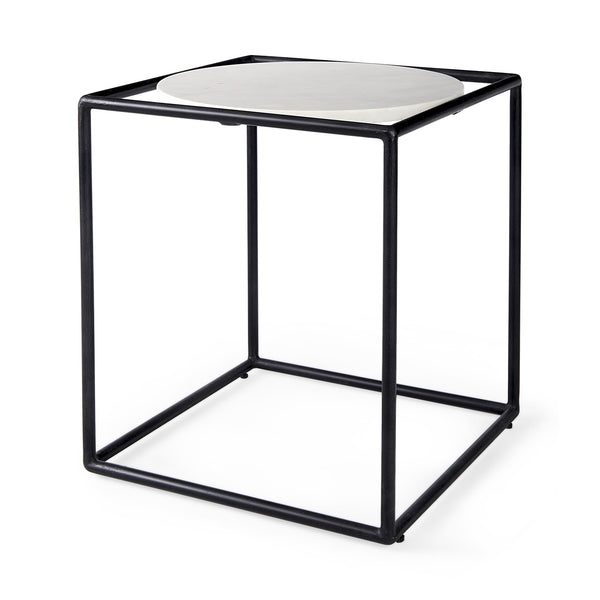 Homeroots 22" Black Marble Round End Table   393200