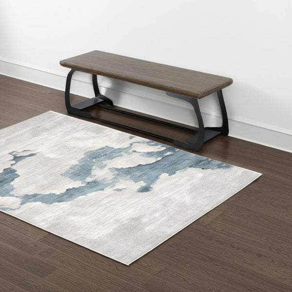 HomeRoots 4' Gray and Blue Abstract Power Loom Area Rug - Modern, Durable Design for High-Traffic Spaces 4' X 6' 393207