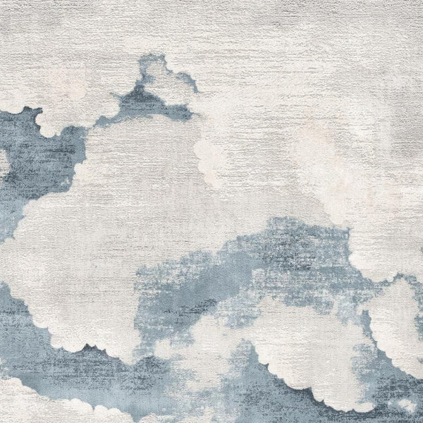 HomeRoots 4' Gray and Blue Abstract Power Loom Area Rug - Modern, Durable Design for High-Traffic Spaces 4' X 6' 393207