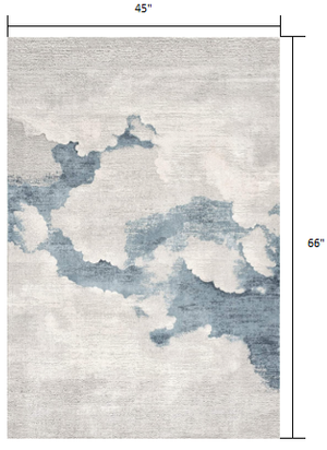 Homeroots 4' X 6' Gray And Blue Abstract Power Loom Area Rug  Viscose 393207