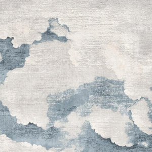 HomeRoots 4' Gray and Blue Abstract Power Loom Area Rug - Modern, Durable Design for High-Traffic Spaces 5' X 7' 393208