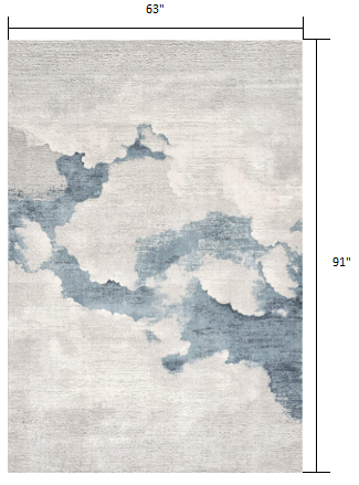 Homeroots 5' X 7' Gray And Blue Abstract Area Rug  Viscose 393208