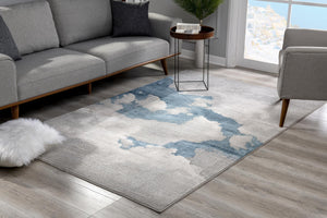 Homeroots 6' X 9' Gray And Blue Abstract Area Rug  Viscose 393209