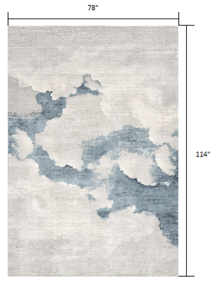 Homeroots 6' X 9' Gray And Blue Abstract Area Rug  Viscose 393209