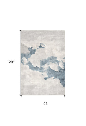 Homeroots 8' X 10' Gray And Blue Abstract Area Rug  Viscose 393210